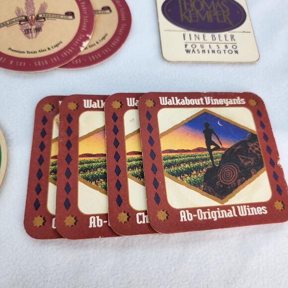 LOT Of 26 Coasters Craft Brewery Restaurant Cocktail - Leather - Slat - Paper - Picture 7 of 7